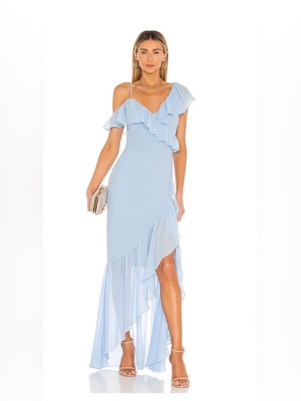Light Blue Ruffle Maxi Dress by Lovers and Friends